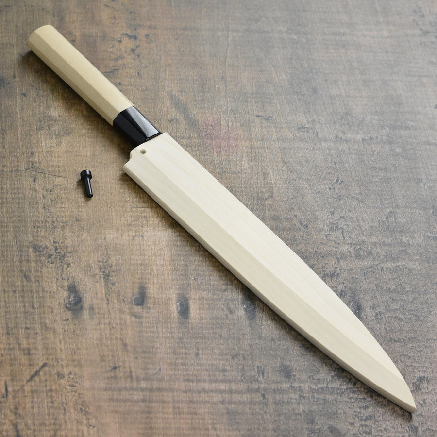 Ittetsu x Tanaka Shirogami #2 9.4" Hon-Kasumi Single Bevel Yanagiba with Saya