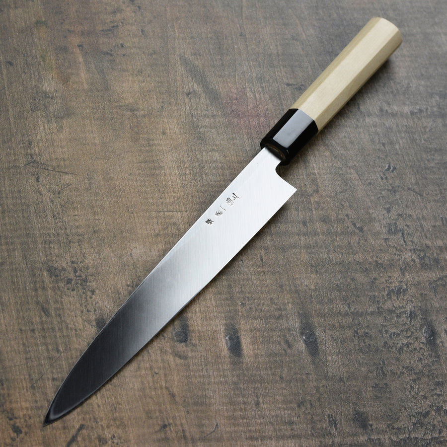 Ittetsu x Tanaka Shirogami #2 9.4" Hon-Kasumi Single Bevel Yanagiba with Saya