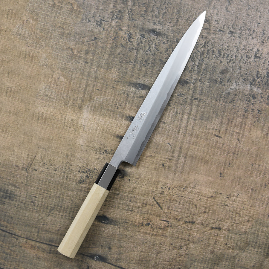Ittetsu x Tanaka Shirogami #2 9.4" Hon-Kasumi Single Bevel Yanagiba with Saya