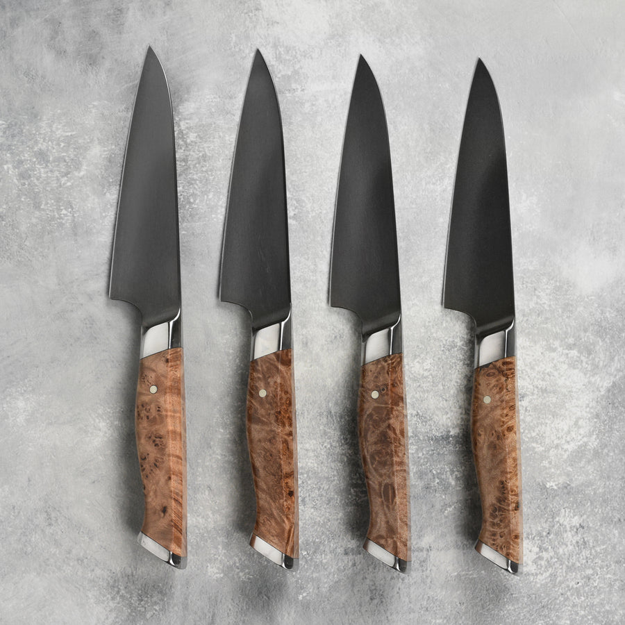 Steelport Carbon Steel 4 Piece Steak Knife Set with Case