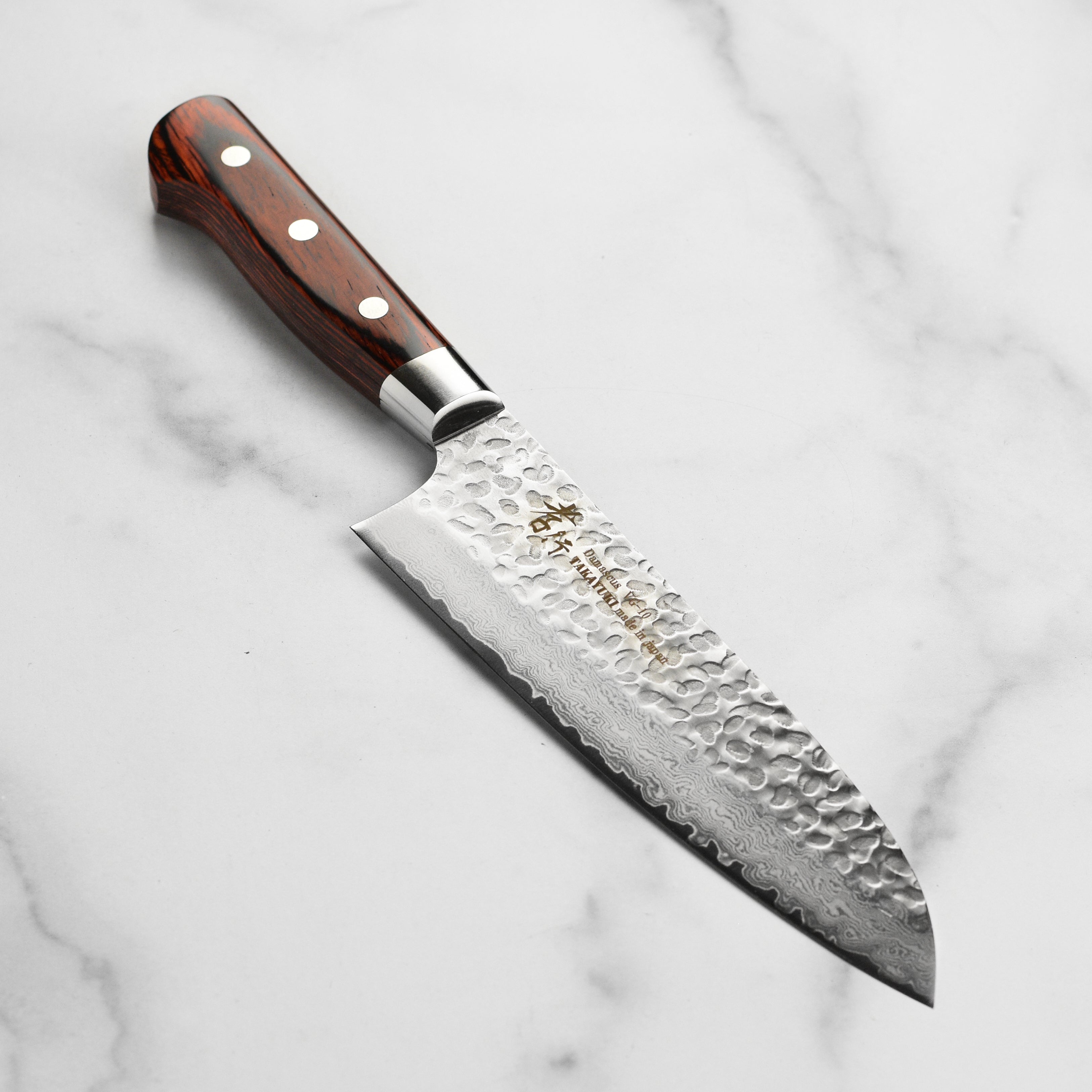 Takayuki Hammered Damascus Santoku Knife - 7"