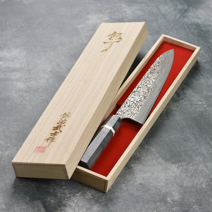 Saji Echizen Hamono Black Damascus Knife