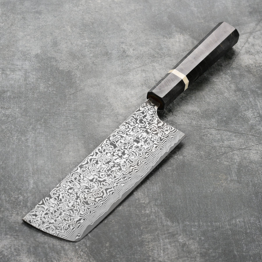 Saji SG2 Black Damascus 6.7" Nakiri, Stabilized Birch