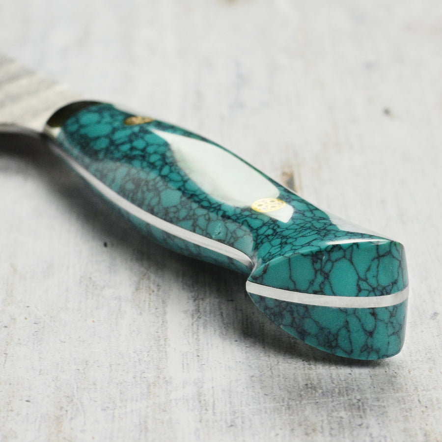 Nigara SG2 Migaki Tsuchime 9.4" Gyuto, Green Turquoise