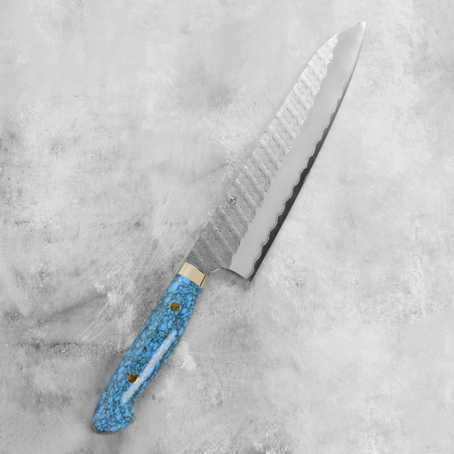 Nigara SG2 Migaki Tsuchime 9.4" Gyuto, Blue Turquoise