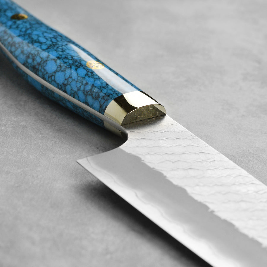 Nigara SG2 Migaki Tsuchime 9.4" Gyuto, Blue Turquoise