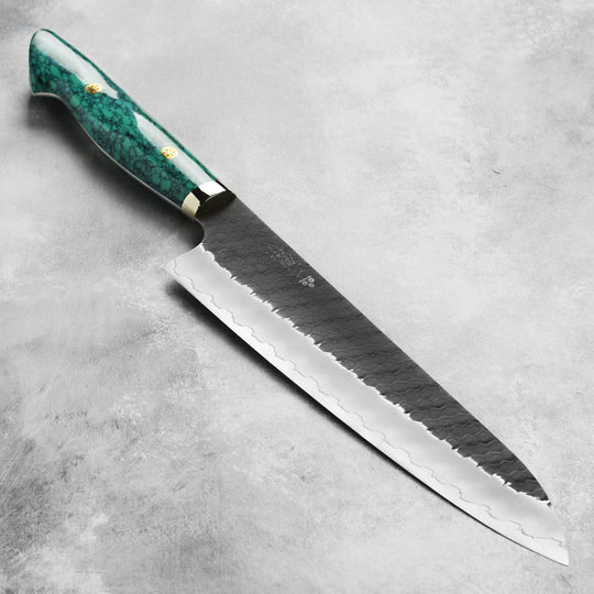 Nigara SG2 Kurouchi Tsuchime 9.4" Gyuto, Green Turquoise