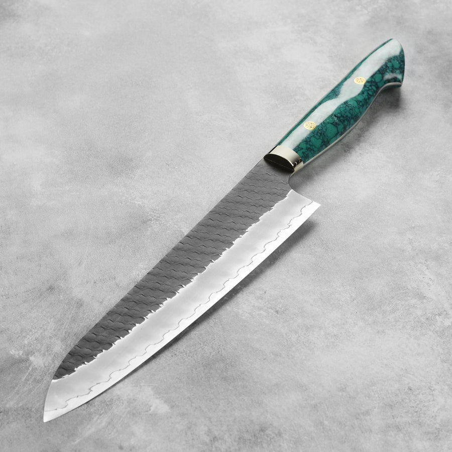 Nigara SG2 Kurouchi Tsuchime 9.4" Gyuto, Green Turquoise