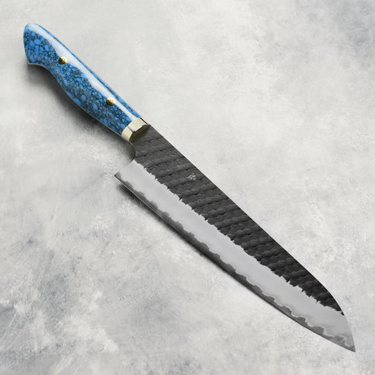 Nigara SG2 Kurouchi Tsuchime 9.4" Gyuto, Blue Turquoise