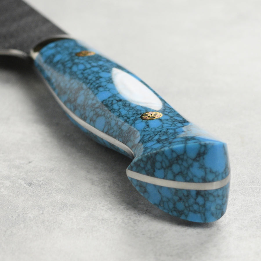 Nigara SG2 Kurouchi Tsuchime 9.4" Kiritsuke, Blue Turquoise