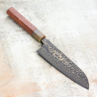 Saji Black Gold Rainbow Damascus Bunka, 165mm (6.5