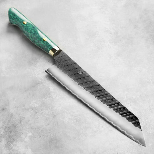 Nigara SG2 Kurouchi Tsuchime 9.4" Kiritsuke, Green Turquoise