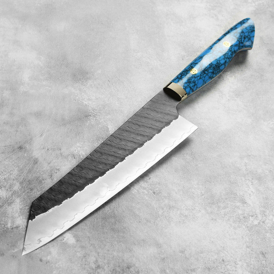 Nigara SG2 Kurouchi Tsuchime 9.4" Kiritsuke, Blue Turquoise