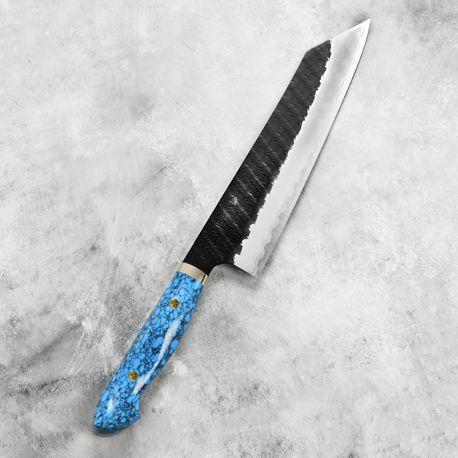 Nigara SG2 Kurouchi Tsuchime 9.4" Kiritsuke, Blue Turquoise