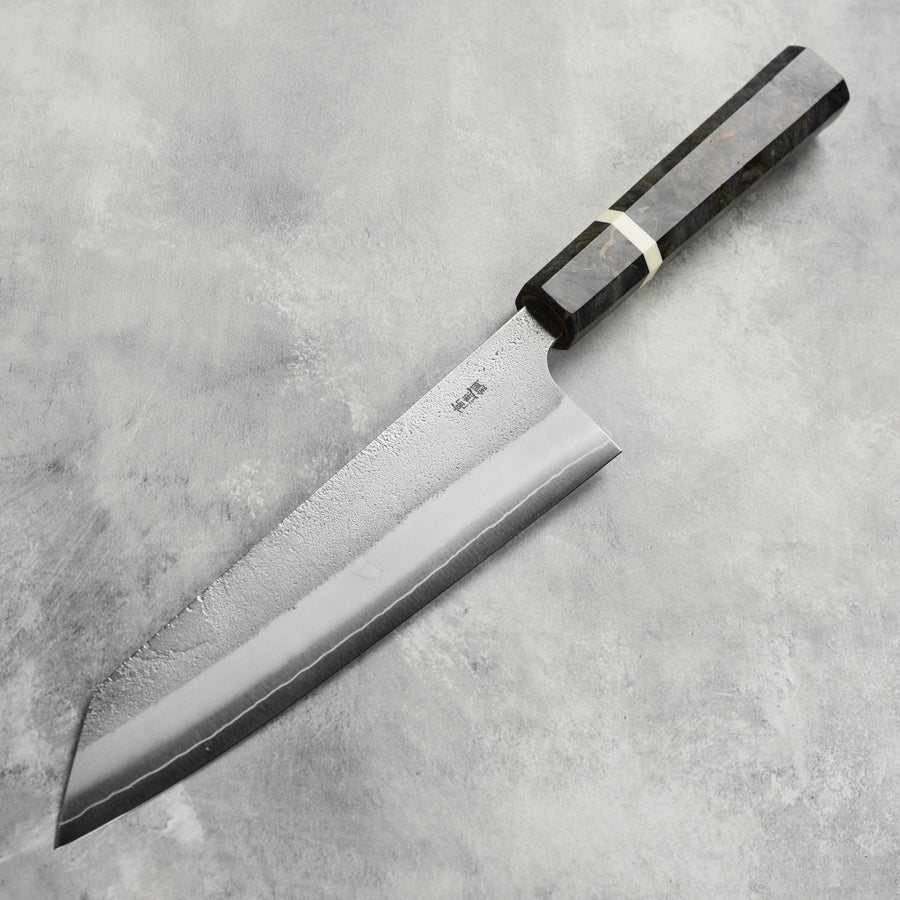 Yoshikane SKD Nashiji Stainless Clad 8.25" Kiritsuke, Stabilized Birch