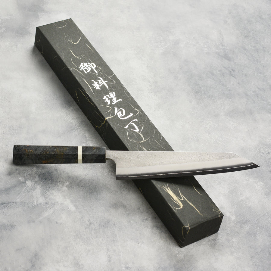 Yoshikane SKD Nashiji Stainless Clad 8.25" Kiritsuke, Stabilized Birch