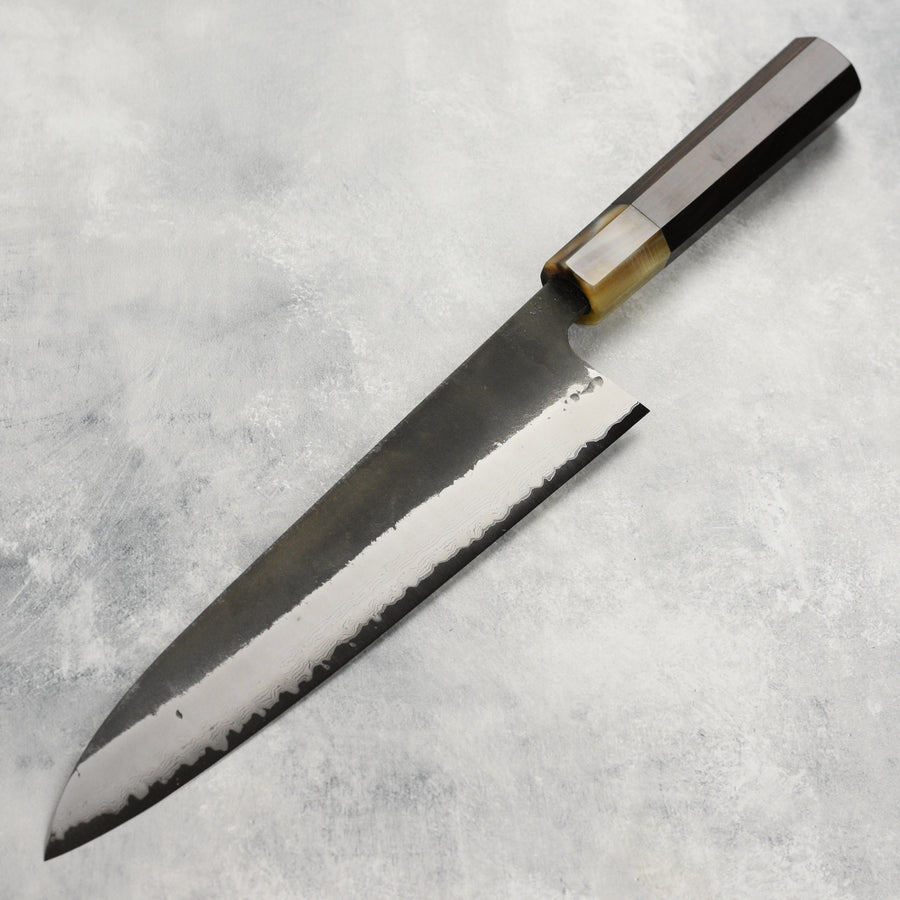 Hatsukokoro Shinkiro Aogami Super Kurouchi Damascus 9.4" Gyuto, Ebony with Ferrule