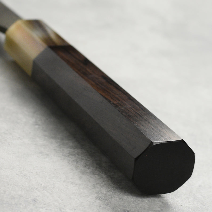 Hatsukokoro Shinkiro Aogami Super Kurouchi Damascus 9.4" Gyuto, Ebony with Ferrule