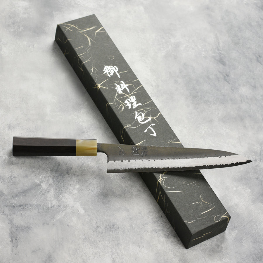 Hatsukokoro Shinkiro Aogami Super Kurouchi Damascus 9.4" Gyuto, Ebony with Ferrule