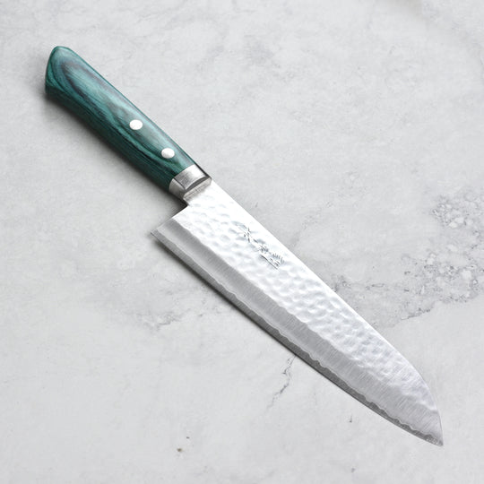 Masutani VG1 Hammered 7" Gyuto, Green Handle