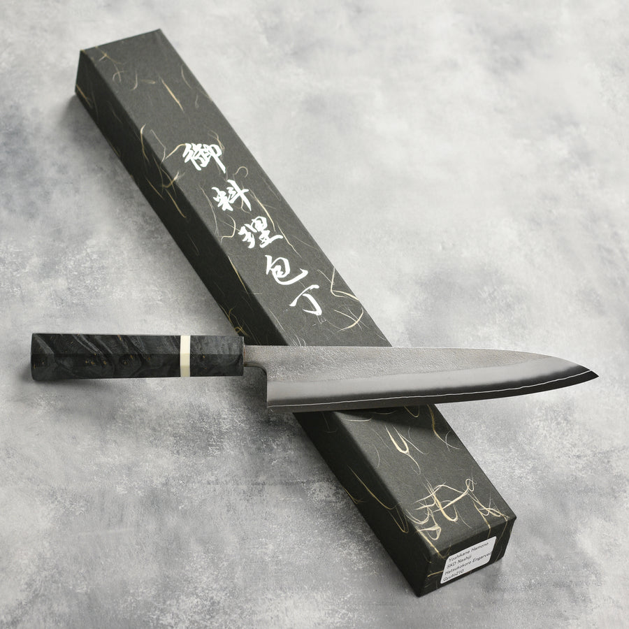 Yoshikane SKD Nashiji Stainless Clad 8.25" Gyuto, Stabilized Birch