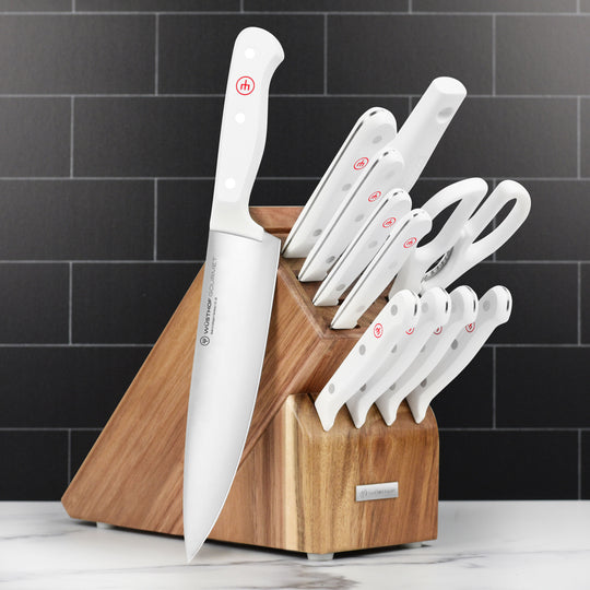 Wusthof Gourmet 12 Piece Knife Block Set, White Handles