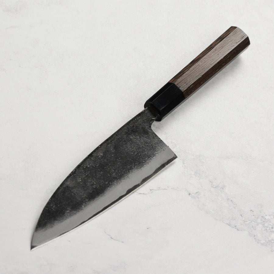 Hatsukokoro Kurokaze Aogami #2 Stainless Clad Kurouchi 6.5" Double Bevel Deba