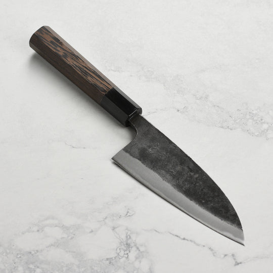 Hatsukokoro Kurokaze Aogami #2 Kurouchi 5.9" Double Bevel Deba, Wenge