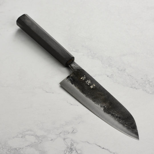 Hatsukokoro Kurogane Aogami #2 Kurouchi 6.5" Santoku