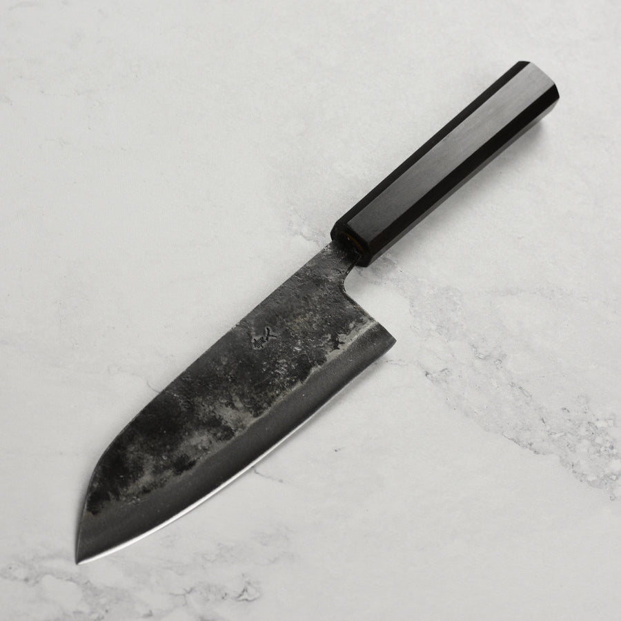 Hatsukokoro Kurogane Aogami #2 Kurouchi 6.5" Santoku