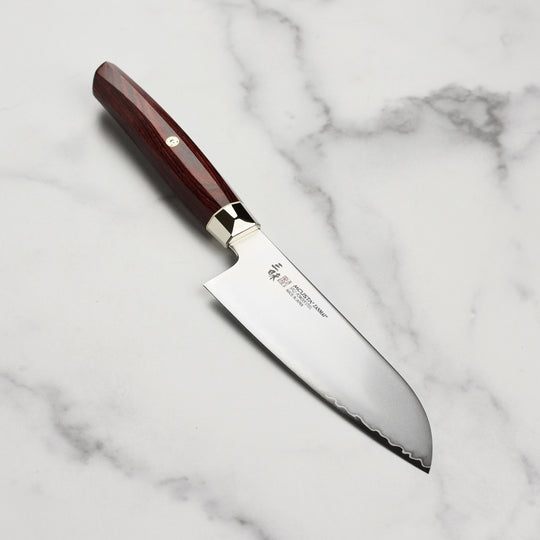 Zanmai Revolution SG2 5.9" Ko-Santoku with Red Pakkawood Handle