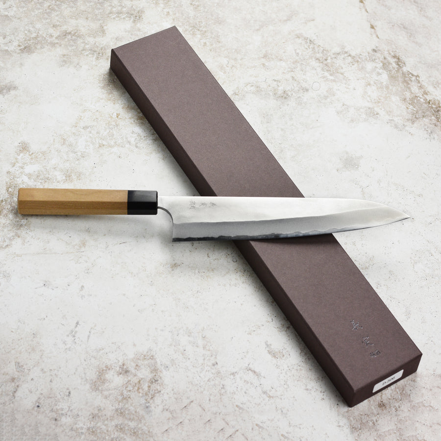 Yoshimi Kato Aogami Super Nashiji Stainless Clad 9.4" Gyuto