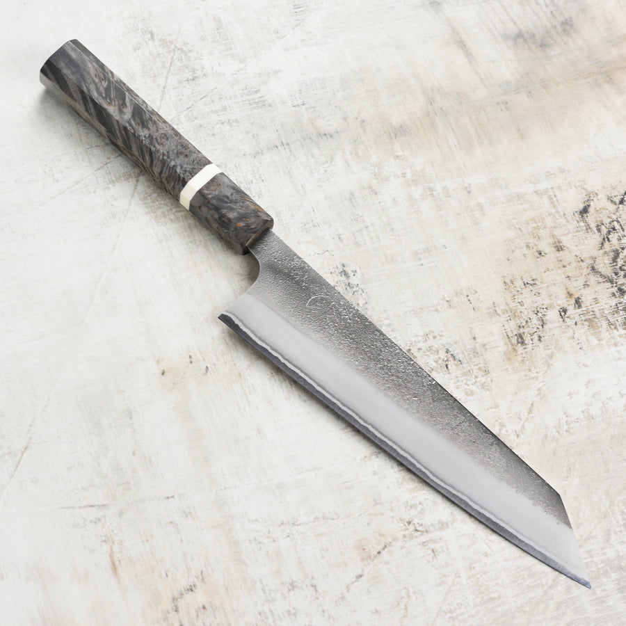 Yoshikane Shirogami #2 Nashiji Stainless Clad 8.25" Kiritsuke, Stabilized Birch