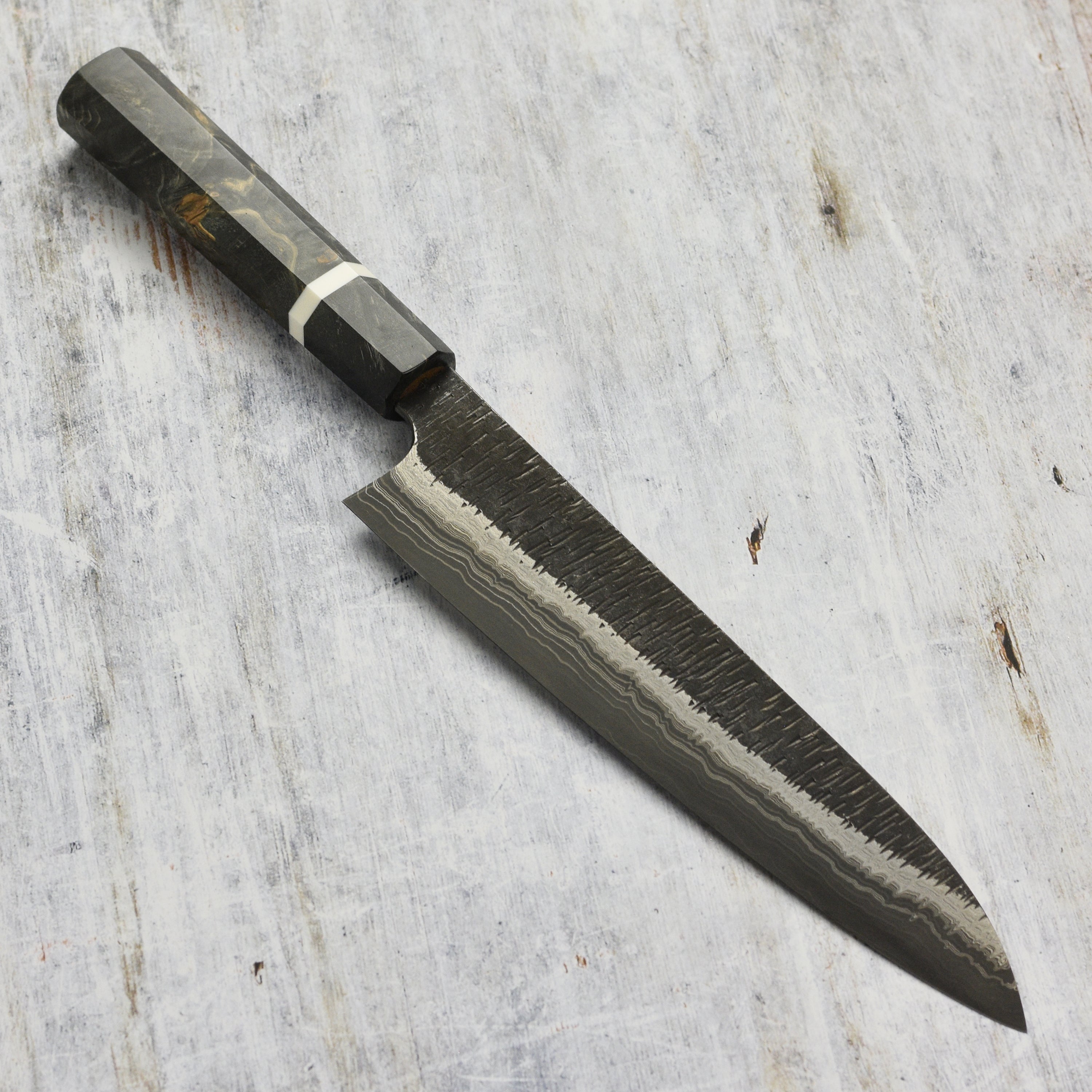 Hatsukokoro Itadaki Coreless Damascus Gyuto 240mm (9.4") by Nigara Hamono