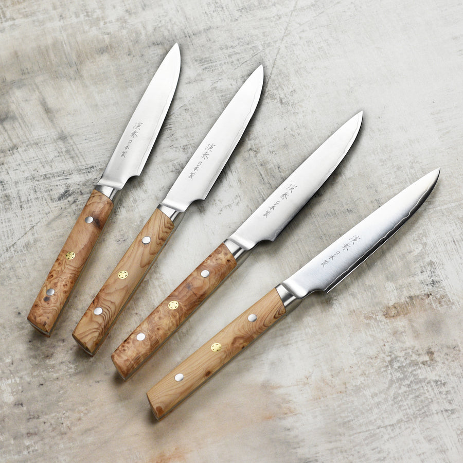 Enso Modern 4 Piece Steak Knife Set, Birchwood