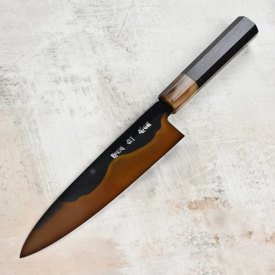 Yoshikazu Ikeda Mizu-Honyaki Kachikaeshi 2M+2N 8.25" Gyuto, Ebony/Blonde