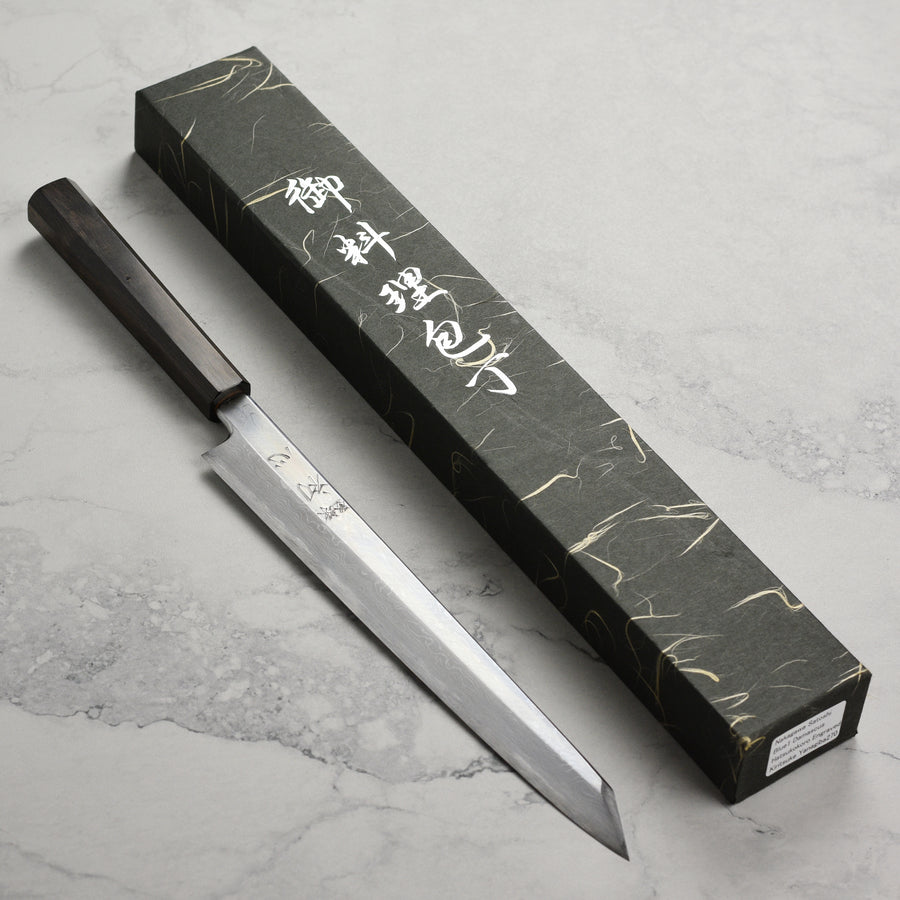 Nakagawa Aogami #1 Damascus 10.6" Single Bevel Kiritsuke Yanagiba