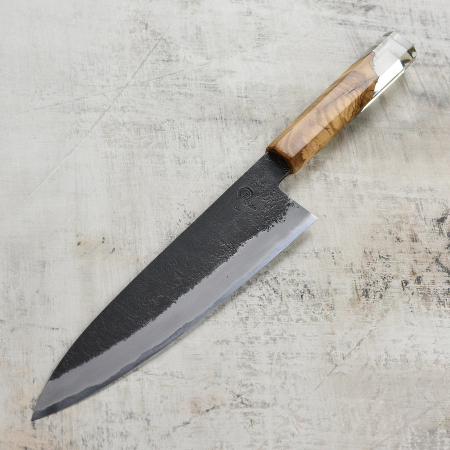 Hozan Tomoe x Hinoura Shirogami #2 Kurouchi 8.25" Gyuto