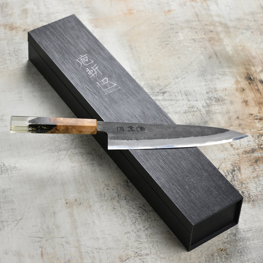 Hozan Tomoe x Hinoura Shirogami #2 Kurouchi 8.25" Gyuto
