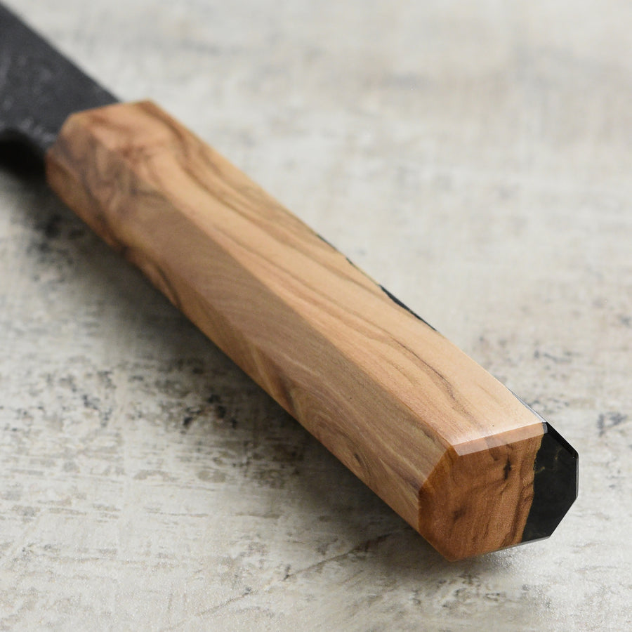 Hozan Tomoe x Hinoura Shirogami #2 Kurouchi 6.5" Santoku