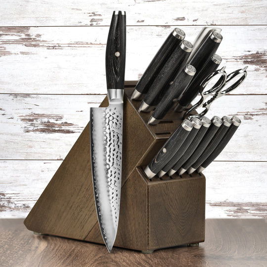 Yaxell Ketu SG2 15 Piece Dark Ash Knife Block Set