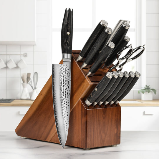 Yaxell Ketu SG2 15 Piece Acacia Knife Block Set