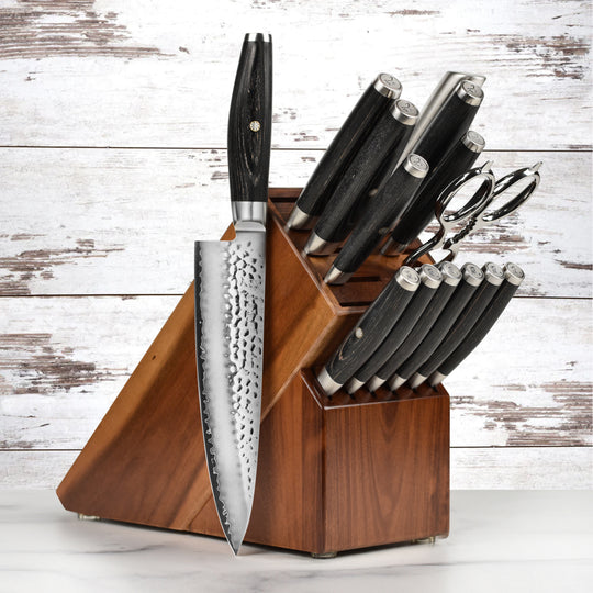 Yaxell Ketu SG2 15 Piece Acacia Knife Block Set