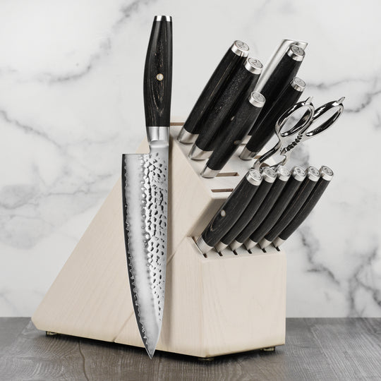 Yaxell Ketu SG2 15 Piece Gray Ash Knife Block Set