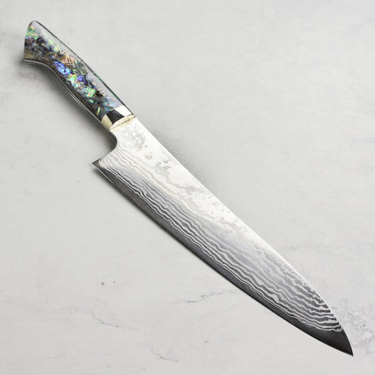 Miki Special Forged ATS-34 Damascus 9.4" Gyuto, Abalone