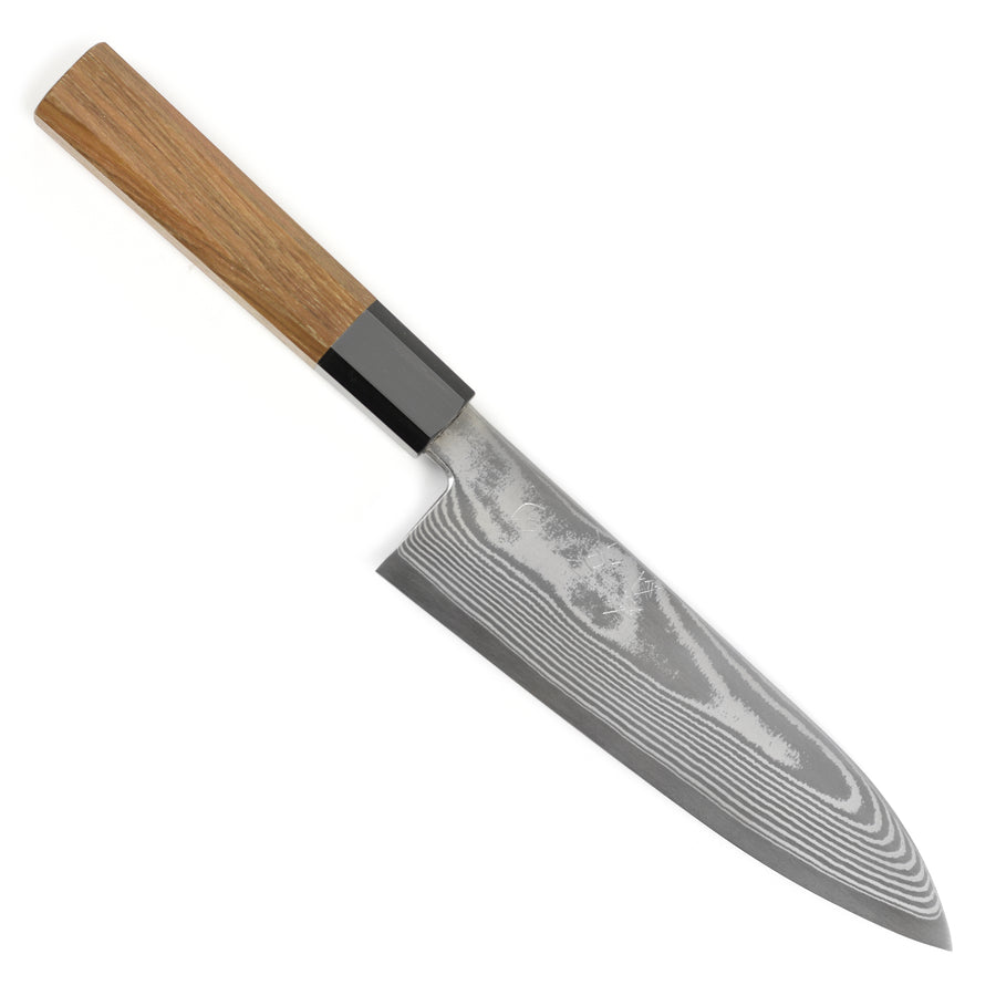 Hatsukokoro Ginsou Ginsan Damascus 7" Santoku