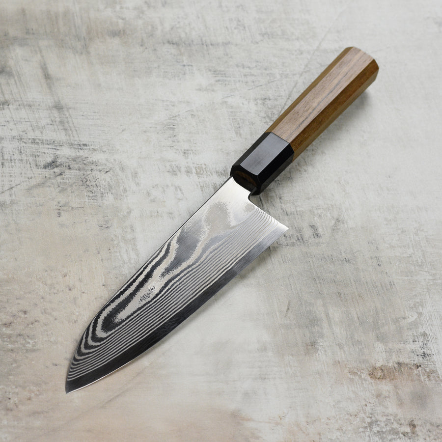 Hatsukokoro Ginsou Ginsan Damascus 7" Santoku
