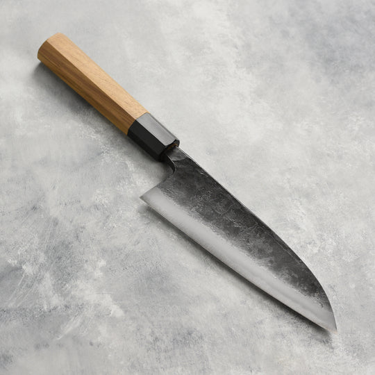 Hatsukokoro Kurokaze Aogami #2 Kurouchi 7" Double Bevel Deba, Teak