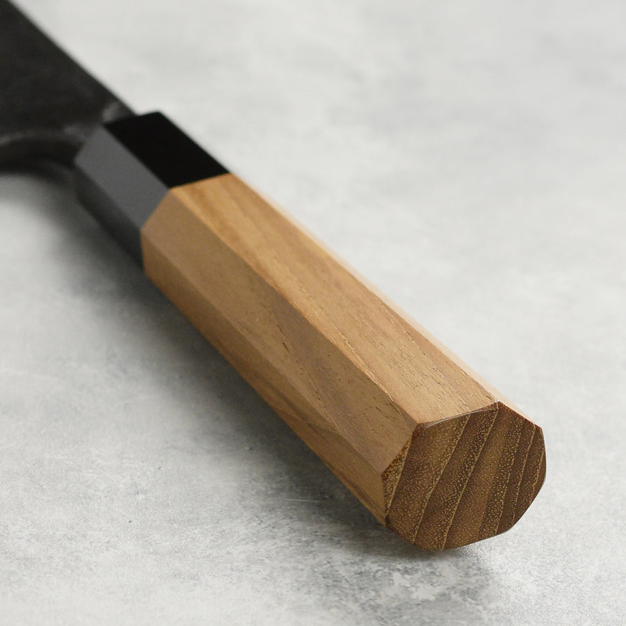Hatsukokoro Kurokaze Aogami #2 Kurouchi 7" Double Bevel Deba, Teak