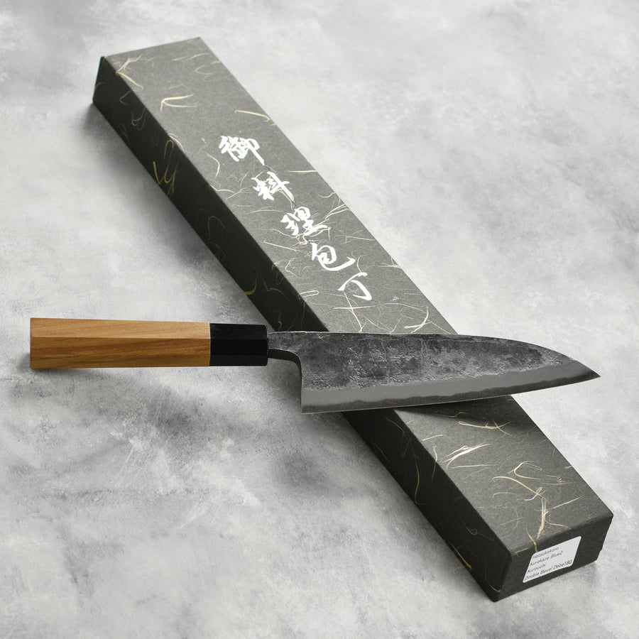 Hatsukokoro Kurokaze Aogami #2 Kurouchi 7" Double Bevel Deba, Teak